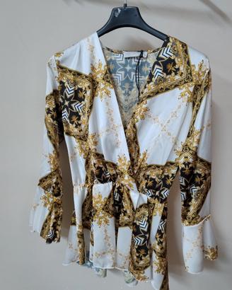 Top Donna Oro/Nero - Made in Italy - Taglia S/XS"