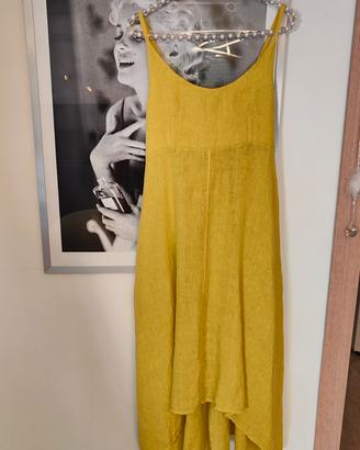 Abito Midi in Lino Giallo Sole taglia L