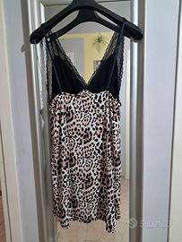 Babydoll leopardato con pizzo e spalline regol