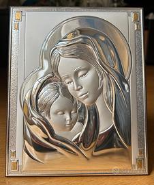 Icona Madonna con Bimbo in Argento