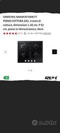 Piano cottura a gas Samsung vetro nero nuovo 