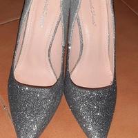 Décolleté tacco a spillo argentate glitterate