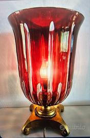 Lampada Vintage Anni '60/70 Vetro Rosso Rubino e O