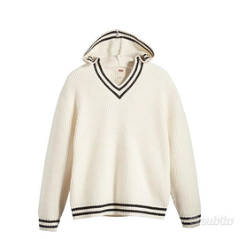 Knit collar hooded sweater