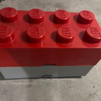 2. Lego cassettiere impilabile ,rosso e grigio.