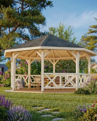 GAZEBO BETTY 18mq OTTAGONALE 465x465 cm