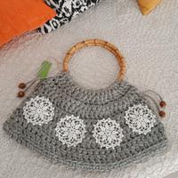 Borsa artigianale 3510 in fettuccia bicolore 