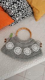 Borsa artigianale 3510 in fettuccia bicolore 