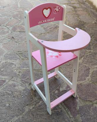 Seggiolone in legno per bambole