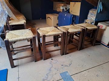 sgabelli legno seduta in paglia