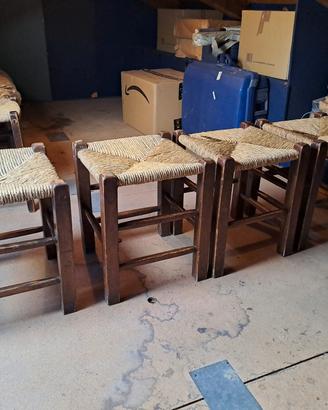 sgabelli legno seduta in paglia