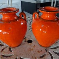 Coppia di vasi in terracotta smaltata cm 18,5