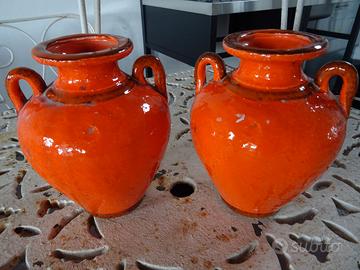 Coppia di vasi in terracotta smaltata cm 18,5