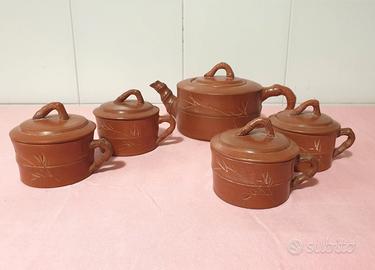 Servizio tè Vintage Chinese Yixing in terracotta