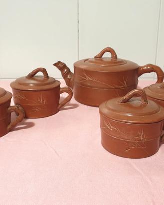 Servizio tè Vintage Chinese Yixing in terracotta