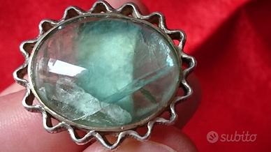 Anello vintage in argento 925 e gemma fluorite