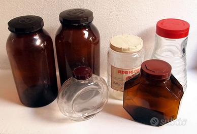 Lotto di vecchi vasi in vetro x farmacia/drogheria