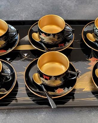 Antico servizio Giapponese da The caffè in legno