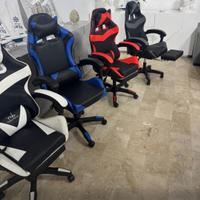 Sedia gaming per pc scrivania con poggiapiedi