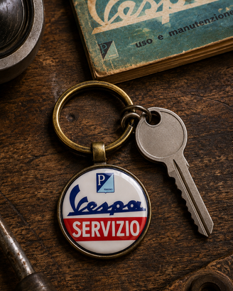 Portachiavi in metallo tipo Vespa Service.