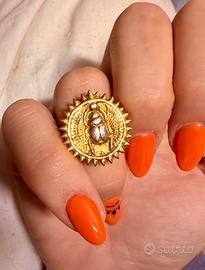 Anello Scarabeo egizio Argento 925 placcat oro 18k