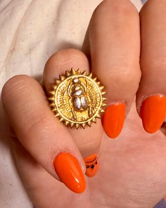 Anello Scarabeo egizio Argento 925 placcat oro 18k