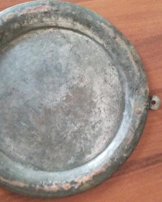 antico piatto stagniato con decorazioni 35 di diam