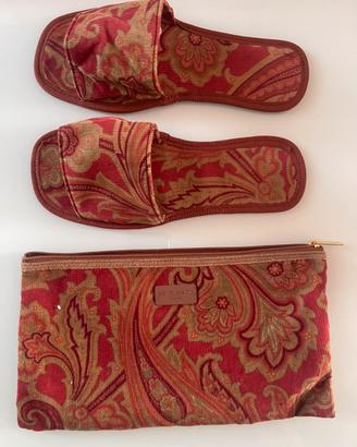 Travel set Etro pochette e ciabatte luxury paisley