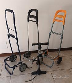 3 carrellini e una pompa con manometro