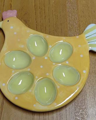 Piatto porta uova a forma di gallina 