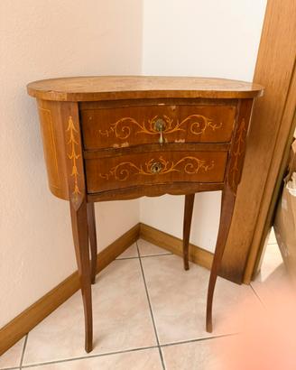COMODINO ANTICO IN LEGNO INTARSIATO