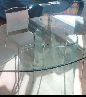 Tavolo ovale vetro con sostegno in vetro