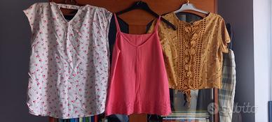 set 3 pezzi top canottiera camicetta denim tg 42