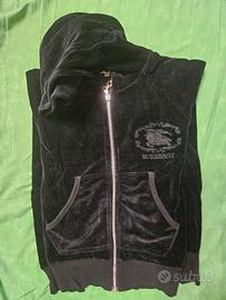 Felpa da donna Burberry nera in ciniglia taglia S