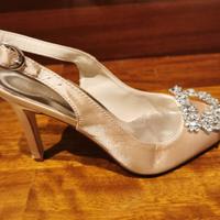 Scarpe da cerimonia nuove colore champagne tacco 9
