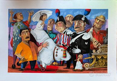 Pino Procopio “Festa Paesana” serigrafia originale