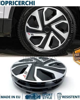 4 Copricerchi per FORD 16 Pollici Silver e Nere ST