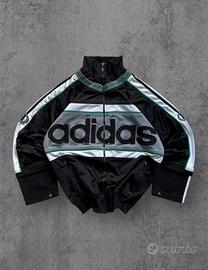 Adidas Zip Hoodi Color Green Black 90s Vintage Y2K