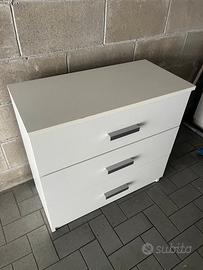 Cassettiera 3 cassetti bianca moderna – usata