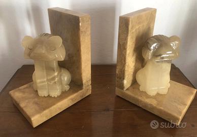 Ferma reggi libri in alabastro e marmo