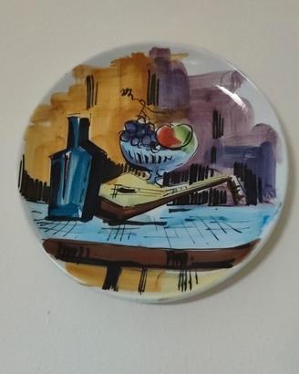 Piatto decorativo vintage anni 60/70 in ceramica 