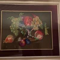 Quadro ricamato a mano su velluto