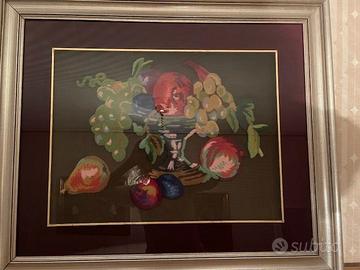 Quadro ricamato a mano su velluto