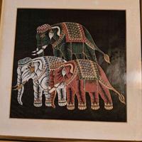 Dipinto Thailandia su stoffa elefanti