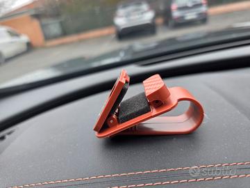 Portaocchiali Magnetico Per Visiera Auto In Pelle PU, Supporto Universale Per Occhiali Da Sole, Colore Blu, Dimensioni 9x4.8x3.5cm - 3
