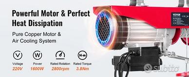 Paranco a Leva Elettrico 1600W Carico Max. da 1000