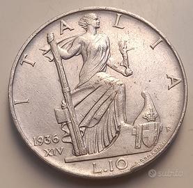 10 lire 1936 argento Vittorio Emanuele III 