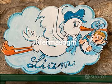 Cicogna fioocco annuncio nascita