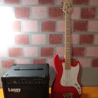 basso squier bronco scala 30 credo  con custodia
