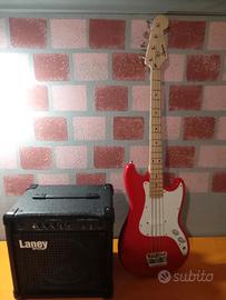 basso squier bronco scala 30 credo  con custodia